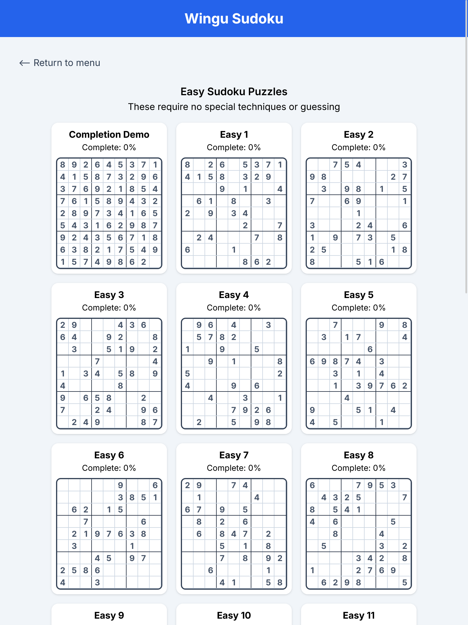 Sudoku selection